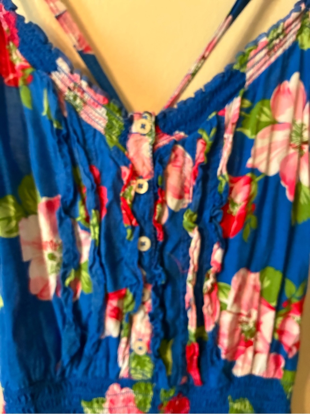 Hollister Blue Floral Mini Dress w/ Criss-Cross Back Straps Y2K Vacay Sundress M - Picture 3 of 10